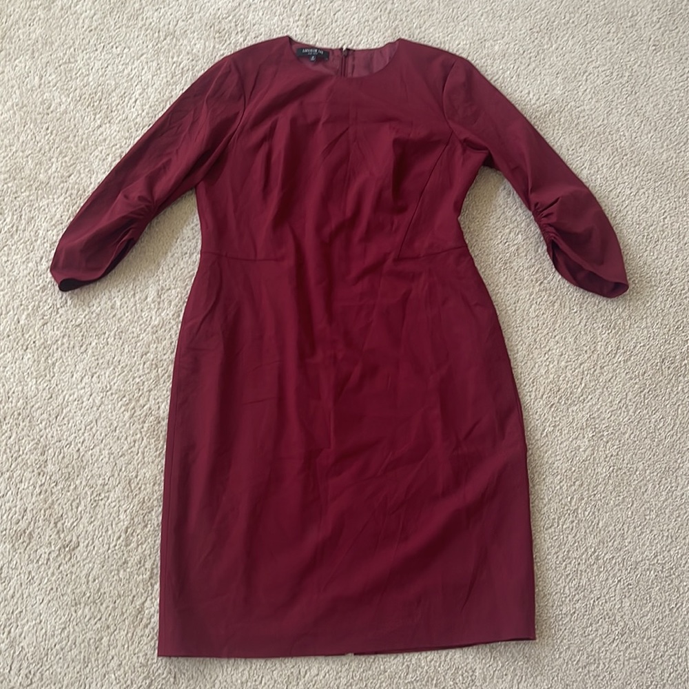 Lafayette 148 New York Red Long Sleeve Wool Blend Dress - 12